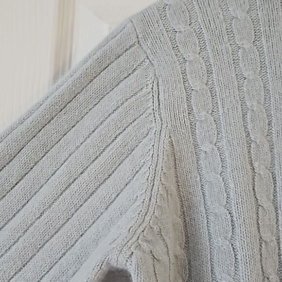 Sag Harbor Long Sleeve Cable Knit Turtleneck Sweater Angola Rabbit Hair Blue M - Picture 8 of 10
